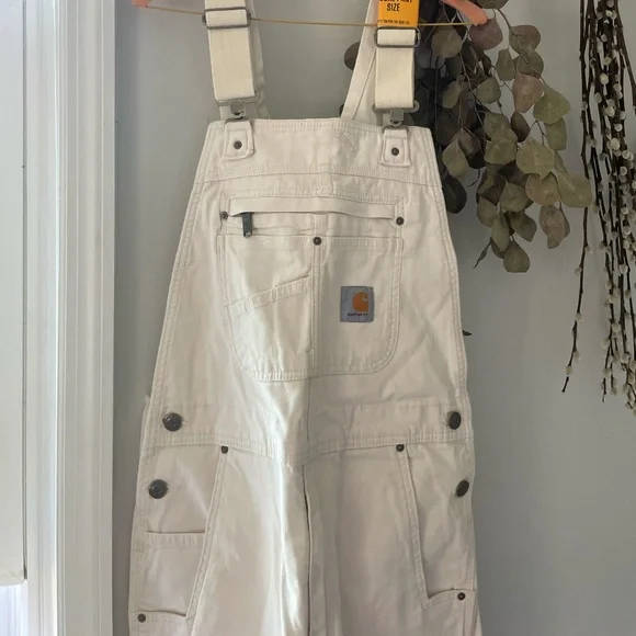 NWT Carhartt Natural Rugged Flex® Relaxed Fit Canvas Bib Overalls, 32x34 - Picture 4 of 6